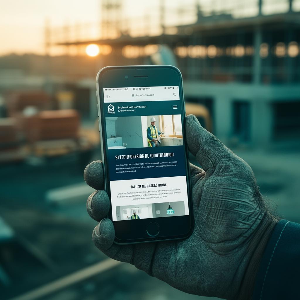 Professional contractor website on mobile